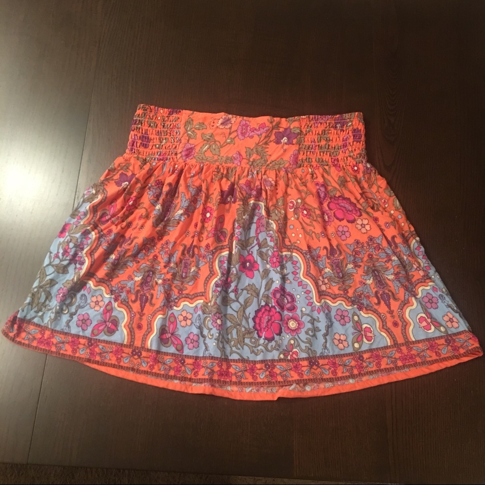orange floral flowy soft skirt